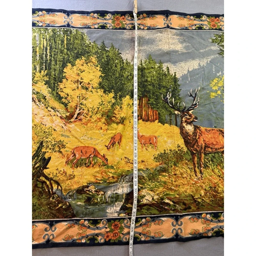 Deer Grazing On Mountain Side Wall Tapestry Vintage 4ft By 3ft